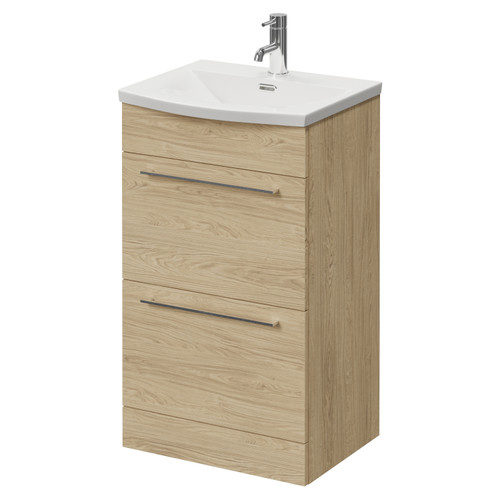 Napoli 390 Light Oak 500mm 2 Drawer Vanity Unit with Arc Basin Right Hand View
