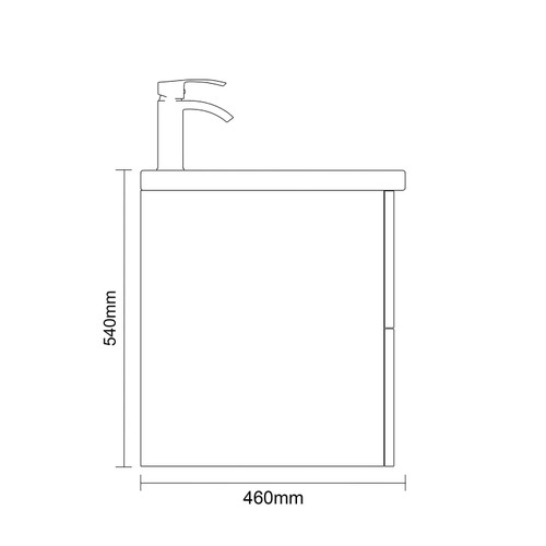 Napoli 460 Light Oak 800mm Wall Mounted 2 Drawer Vanity Unit with Glide Basin Side on Dimensions