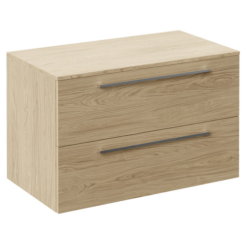 Napoli 460 Light Oak 800mm Wall Mounted 2 Drawer Vanity Unit for Countertop Basins Left Hand View