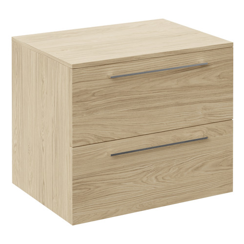 Napoli 460 Light Oak 600mm Wall Mounted 2 Drawer Vanity Unit for Countertop Basins Left Hand View