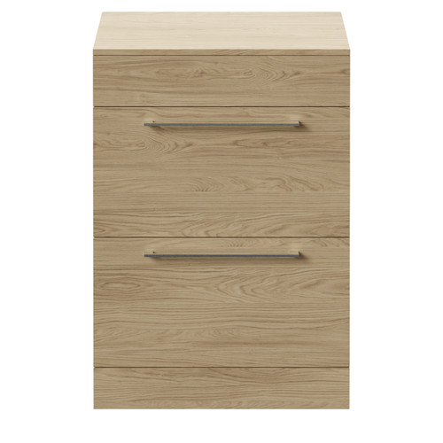 Napoli 460 Light Oak 600mm 2 Drawer Vanity Unit for Countertop Basins Front View