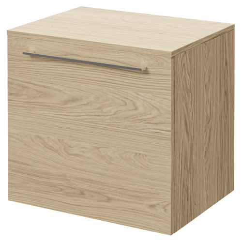 Napoli 390 Light Oak 500mm Wall Mounted Single Drawer Vanity Unit for Countertop Basins Right Hand View