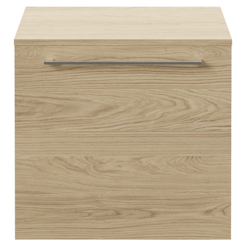 Napoli 390 Light Oak 500mm Wall Mounted Single Drawer Vanity Unit for Countertop Basins Front View
