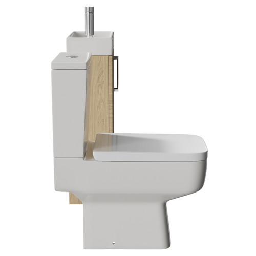 Napoli Cube Light Oak 400mm Single Door Vanity Unit and Toilet Suite with Align Basin Side View