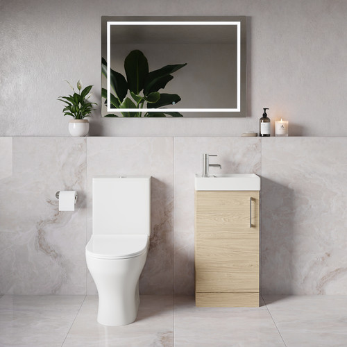 Napoli Cube Light Oak 400mm Single Door Vanity Unit and Jubilee Toilet Suite with Align Basin Lifestyle