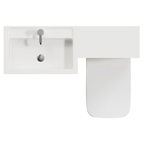 Napoli 390 Light Oak 1100mm 2 Door Vanity Unit Toilet Suite with Square Left Hand Lucia Basin Top View