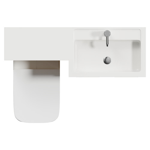 Napoli 390 Light Oak 1100mm 2 Door Vanity Unit Toilet Suite with Square Right Hand Lucia Basin Top View
