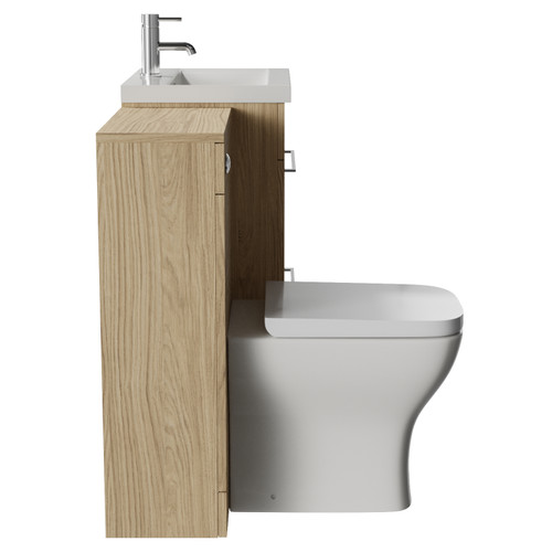 Napoli 390 Light Oak 1000mm 2 Drawer Vanity Unit Toilet Suite with Glide Basin Side View