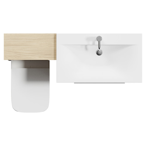 Napoli 460 Light Oak 1300mm 2 Drawer Vanity Unit Toilet Suite with Glide Basin Top View