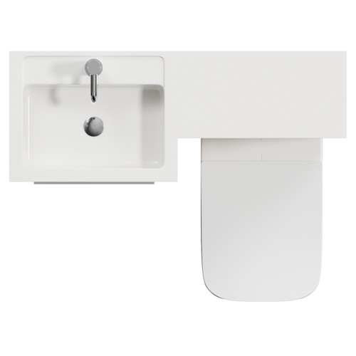 Napoli 390 Light Oak 1000mm 2 Drawer Vanity Unit Toilet Suite with Left Hand Square Lucia Basin Top View
