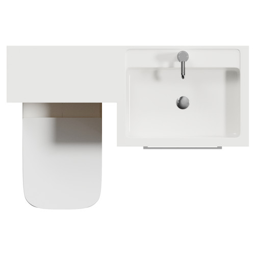 Napoli 460 Light Oak 1100mm 2 Drawer Vanity Unit Toilet Suite with Right Hand Square Lucia Basin Top View