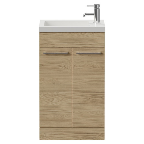 Napoli 250 Light Oak 500mm 2 Door Vanity Unit with Square Silvo Basin Front View