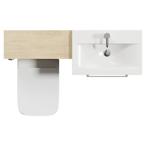Napoli 390 Cento Light Oak 1200mm 2 Drawer Vanity Unit Toilet Suite with Glide Basin Top View