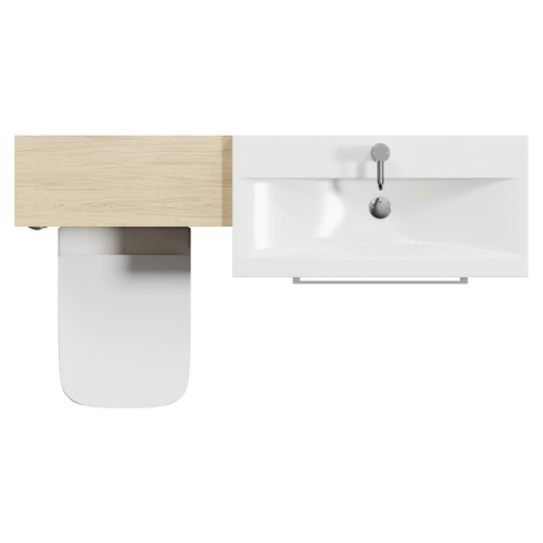Napoli 390 Cento Light Oak 1400mm 2 Drawer Vanity Unit Toilet Suite with Glide Basin Top View