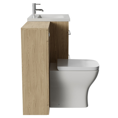 Napoli 460 Cento Light Oak 1200mm 2 Drawer Vanity Unit Toilet Suite with Glide Basin Side View