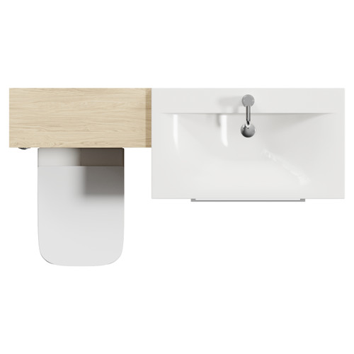 Napoli 460 Cento Light Oak 1400mm 2 Drawer Vanity Unit Toilet Suite with Glide Basin Top View