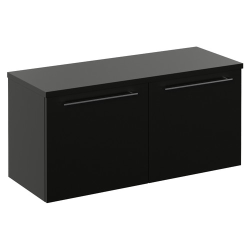 Napoli 390 Matt Black 1000mm Wall Mounted 2 Drawer Vanity Unit for Countertop Basins Left Hand View