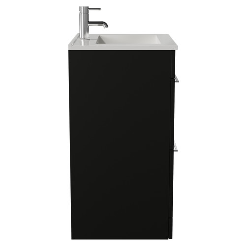 Napoli 460 Matt Black 600mm 2 Drawer Vanity Unit with Angel Basin Side View