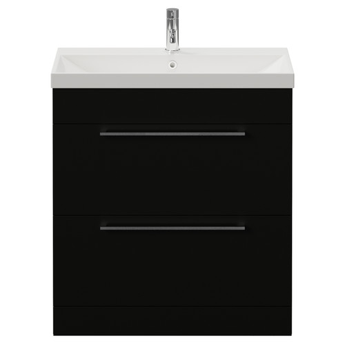 Napoli 390 Matt Black 800mm 2 Drawer Vanity Unit with Rimini Basin Front View