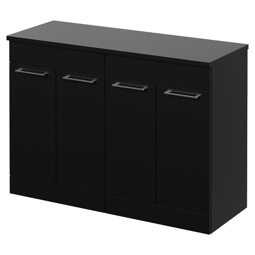 Napoli 460 Matt Black 1200mm 4 Door Vanity Unit for Countertop Basins Right Hand View
