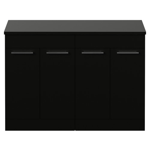 Napoli 460 Matt Black 1200mm 4 Door Vanity Unit for Countertop Basins Front View