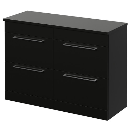 Napoli 460 Matt Black 1200mm 4 Drawer Vanity Unit for Countertop Basins Right Hand View