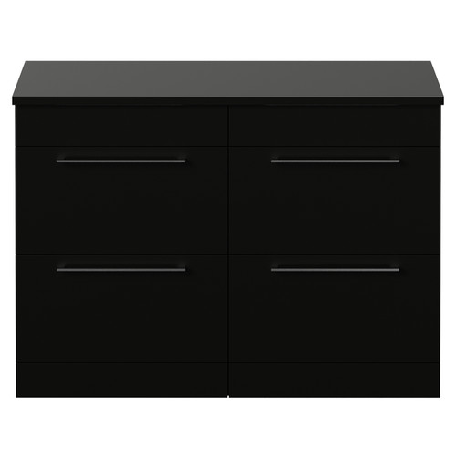 Napoli 460 Matt Black 1200mm 4 Drawer Vanity Unit for Countertop Basins Front View