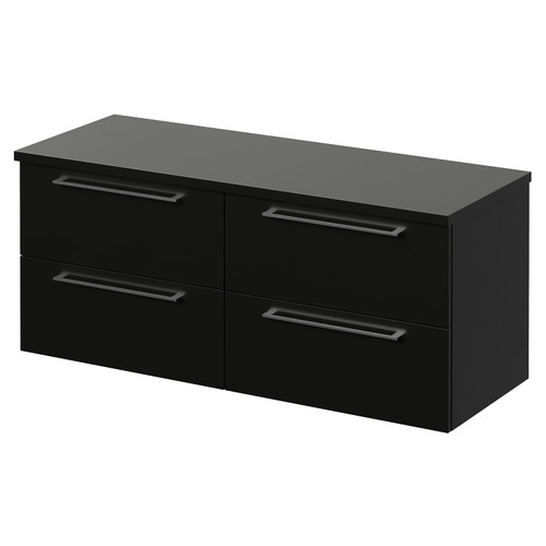 Napoli 460 Matt Black 1200mm Wall Mounted 4 Drawer Vanity Unit for Countertop Basins Right Hand View