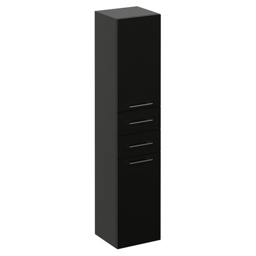 Napoli Matt Black 350mm x 1600mm Wall Mounted Storage Unit Left Hand View