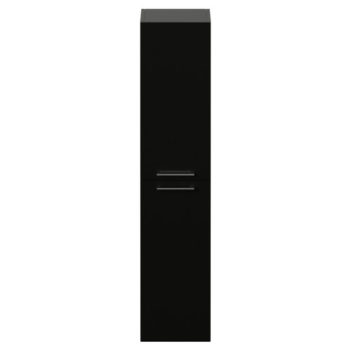 Napoli Matt Black 350mm x 1600mm Wall Mounted 2 Door Storage Unit Front View