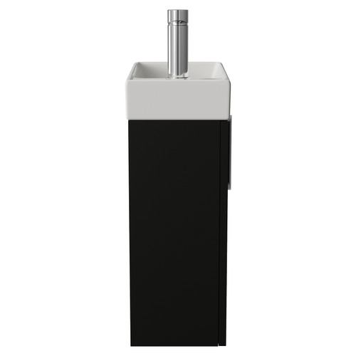 Napoli Cube Matt Black 400mm Wall Mounted Single Door Vanity Unit with Align Basin Side View