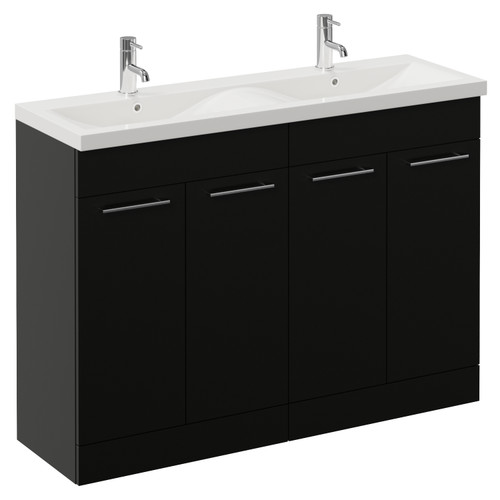 Napoli 390 Matt Black 1200mm 4 Door Vanity Unit with Double Glide Basins Left Hand View