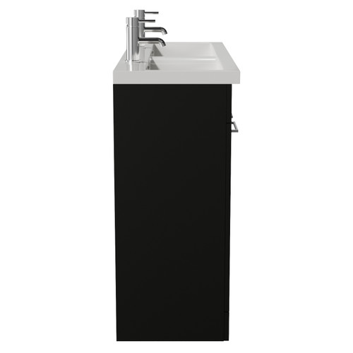 Napoli 390 Matt Black 1200mm 4 Door Vanity Unit with Double Glide Basins Side View