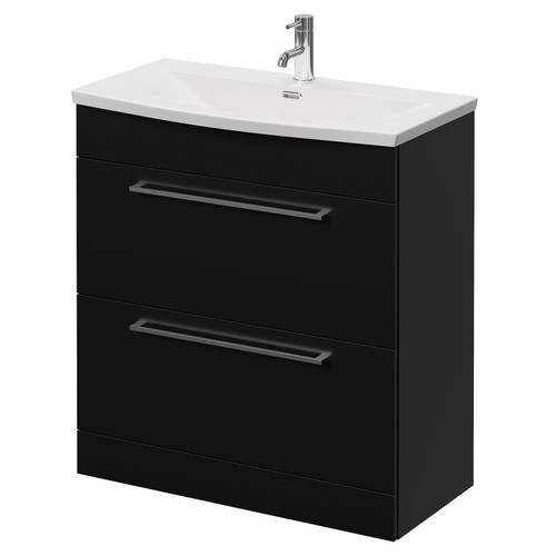Napoli 390 Matt Black 800mm 2 Drawer Vanity Unit with Arc Basin Right Hand View