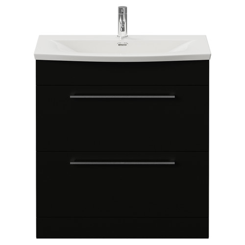 Napoli 390 Matt Black 800mm 2 Drawer Vanity Unit with Arc Basin Front View