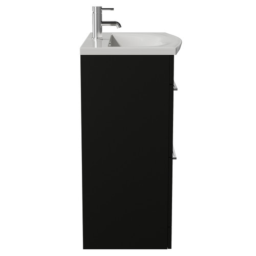 Napoli 390 Matt Black 800mm 2 Drawer Vanity Unit with Arc Basin Side View