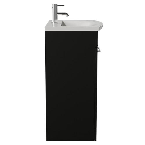Napoli 390 Matt Black 600mm 2 Door Vanity Unit with Arc Basin Side View