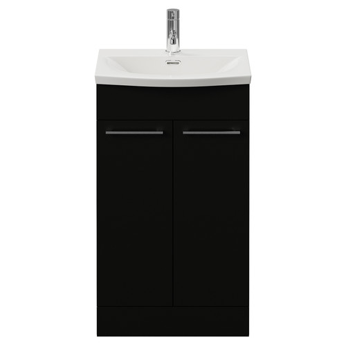Napoli 390 Matt Black 500mm 2 Door Vanity Unit with Arc Basin Front View