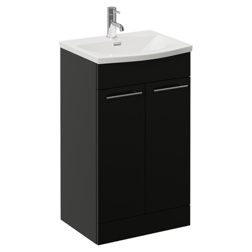 Napoli 390 Matt Black 500mm 2 Door Vanity Unit with Arc Basin Left Hand View