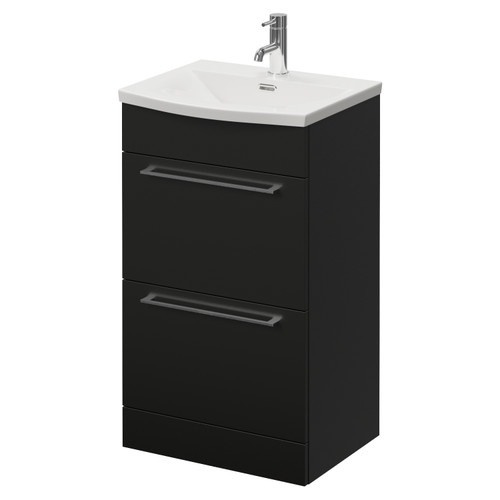 Napoli 390 Matt Black 500mm 2 Drawer Vanity Unit with Arc Basin Right Hand View