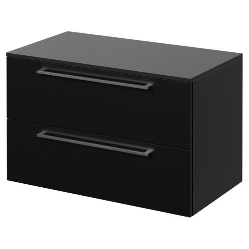 Napoli 460 Matt Black 800mm Wall Mounted 2 Drawer Vanity Unit for Countertop Basins Right Hand View
