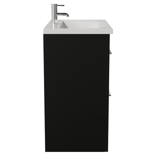 Napoli 460 Matt Black 800mm 2 Drawer Vanity Unit with Glide Basin Side View