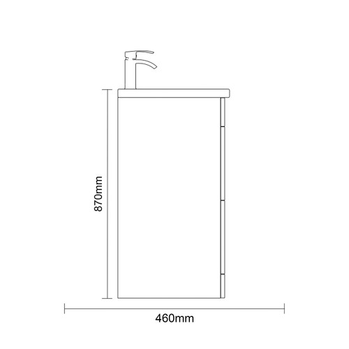 Napoli 460 Matt Black 800mm 2 Drawer Vanity Unit with Glide Basin Side on Dimensions