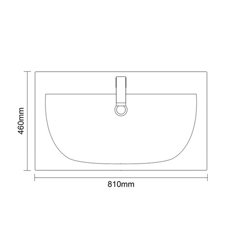Napoli 460 Matt Black 800mm 2 Drawer Vanity Unit with Glide Basin Top Down Dimensions