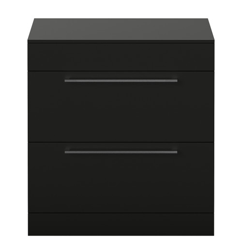 Napoli 460 Matt Black 800mm 2 Drawer Vanity Unit for Countertop Basins Front View