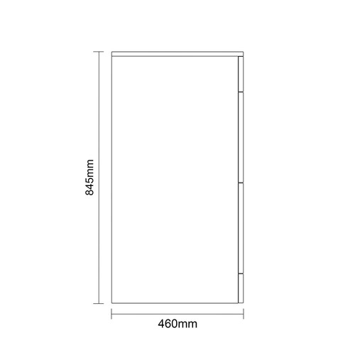 Napoli 460 Matt Black 800mm 2 Drawer Vanity Unit for Countertop Basins Side on Dimensions