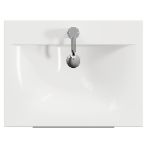Napoli 460 Matt Black 600mm 2 Drawer Vanity Unit with Glide Basin Top View