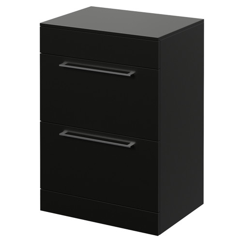 Napoli 460 Matt Black 600mm 2 Drawer Vanity Unit for Countertop Basins Right Hand View
