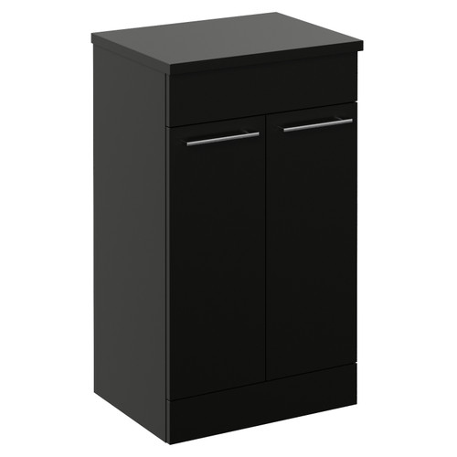 Napoli 390 Matt Black 500mm 2 Door Vanity Unit for Countertop Basins Left Hand View