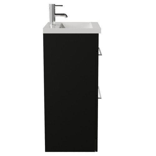 Napoli 390 Matt Black 500mm 2 Drawer Vanity Unit with Glide Basin Side View